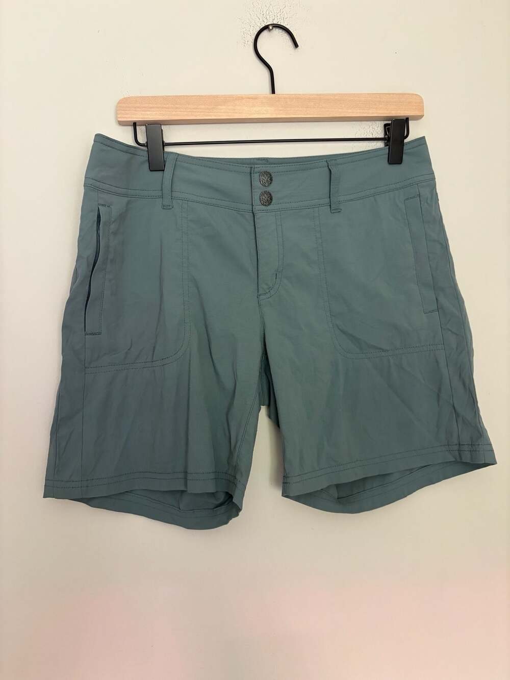 Prana Women's Revenna Outdoor Hiking Shorts Green Teal Gorpcore Sz 6